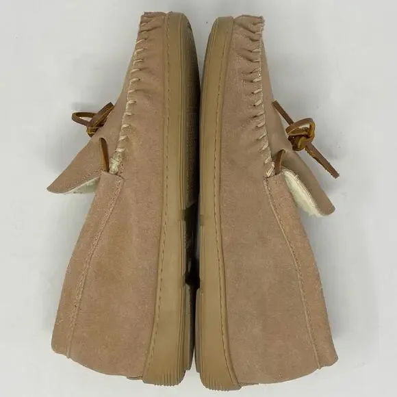 Cabelas Suede Sherpa Slippers Mens Size 12 M Cozy Cabincore Neutral - Picture 7 of 12
